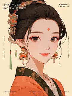 东方美人-鹅黄绮罗创意民族扁平风文创插画_3