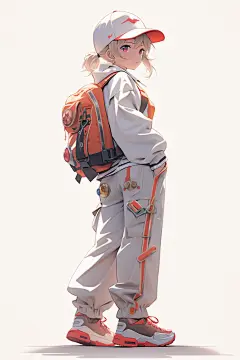 时尚漫画棒球帽帅气女孩图片插画