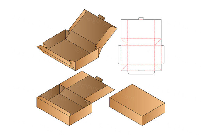 快递包装盒设计模切图刀模图EPS矢量模板...