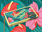 Tropical illustration for Hawaiian Host candy drawing editorial illustration flower illustration hawaiian host illustration jordan kay jungle limited color noise packaging plant illustration texture tropical