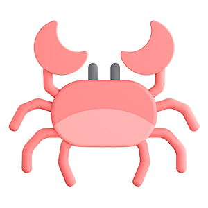 螃蟹 渲染剪纸风卡通动物3D图标