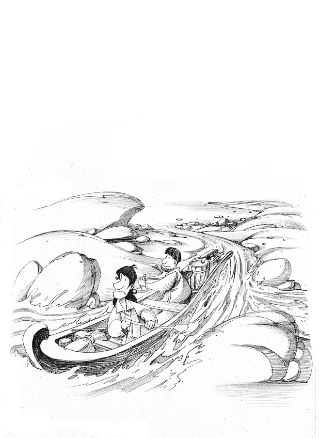 红薯插画之鲁滨逊漂流记线稿