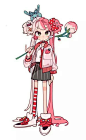 配色超舒服的一组作品丨日本插画师上倉エク 日漫 动态  小清新花卉植物蝴蝶 活泼 渐变色