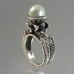 代购 乌鸦百货 设计师作品 希腊风格 世界支柱男神与女神珍珠戒指 x115 原创 新款 2013 正品 国外