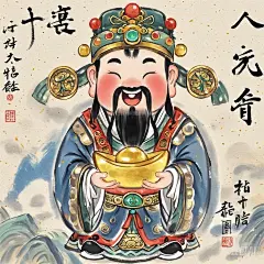 八方来财壁画手绘 (3)