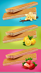 Wafers Illustrations - Lemon, Vanilla and Strawberries : Illustrations for Wafers packagings - Strawberry, Lemon & Vanilla