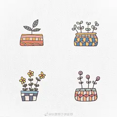 南子原创简笔画
五彩斑斓小盆栽

#插画艺术##手账素材# ​​​​