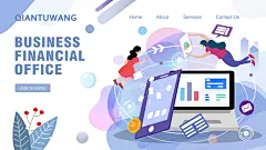 手机电脑人物飘起创意扁平办公插画