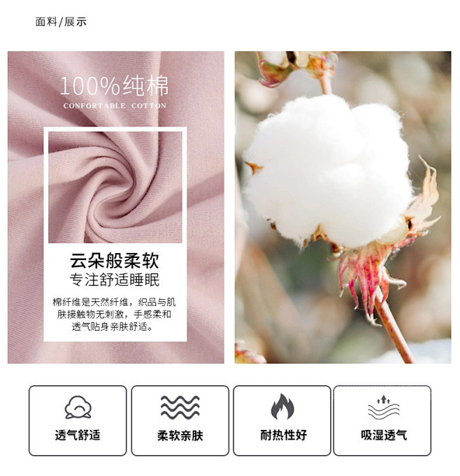 南极人夏季睡衣纯棉女士甜美睡裙-聚划算团...