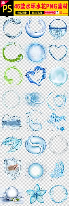 水环水花水纹水波纹浪花水珠夏季素材