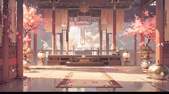 AI国风场景素材 华丽古风室内场景背景插画影视游戏概念设计资源-淘宝网