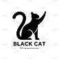 黑猫宠物标志矢量图标插图孤立设计