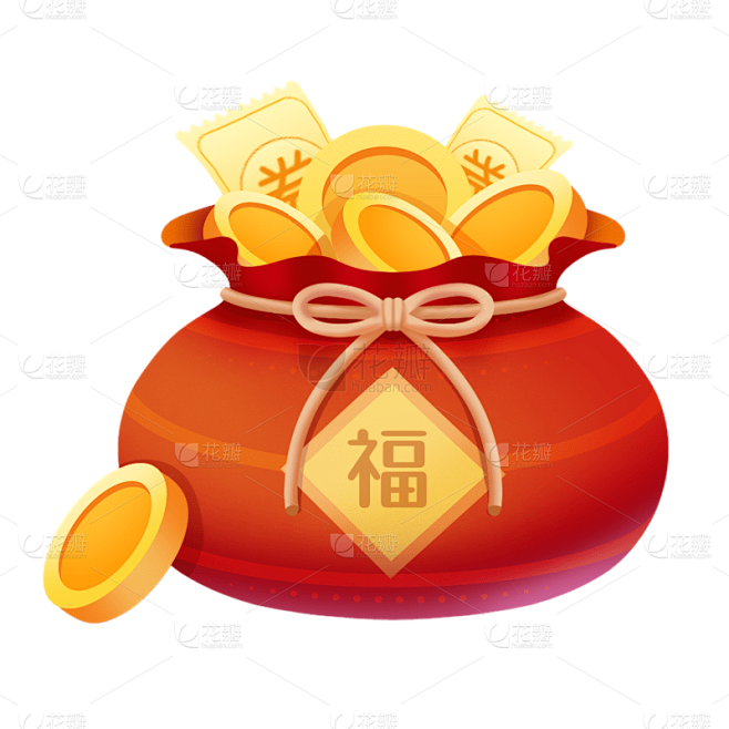 卡通感金融钱袋元素