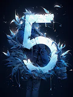 创意构图，3D，虚幻引擎，刺绣风格，刻板印象，缝制成数字5的