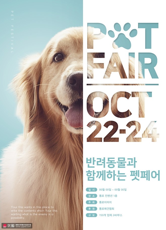 金毛犬可爱小狗宣传伙伴犬宠物海报 海报招...