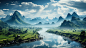摄图网_402505644_中式田园远山风景(非企业商用)