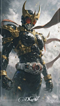 This may contain: an image of a woman in armor standing on clouds