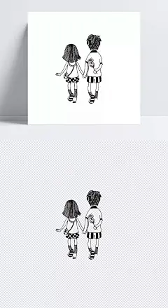 手绘风格情侣背影简笔画|手绘风格,情侣,背影,简笔画,装饰图案,可爱浪漫,卡通元素,手绘/卡通