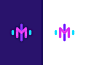 Music / logo design phonic modern logo sound system startup artificial inteligence lettermark m logo audio play soundrack ai listen sound wave music