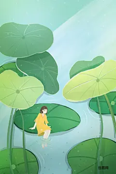 荷塘 | 爱吃丸子的猫 - 原创作品 - 涂鸦王国插画