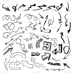 Set of hand drawn arrows for designs. Arrows for p