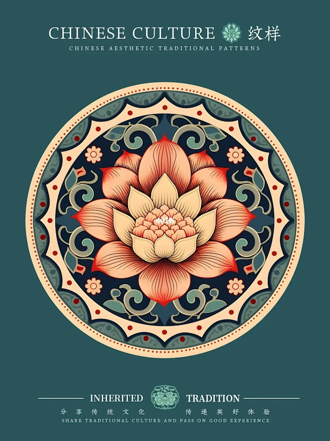 中国传统纹样｜6组荷花纹样