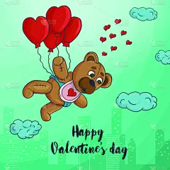 情人节,泰迪熊,贺卡,背景,伦敦城,雕刻图像,表格,小的,设计,飞