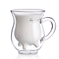 teatime创意杯子水杯 双层玻璃杯咖啡杯 耐热牛奶杯小奶牛杯