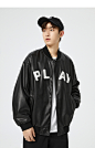 太平鸟男装 pu皮棒球服2022年秋季新款男女同款潮流美式皮衣夹克-tmall.com天猫