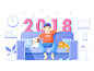 2018 ui app clock sofa cat illustration dog 2018