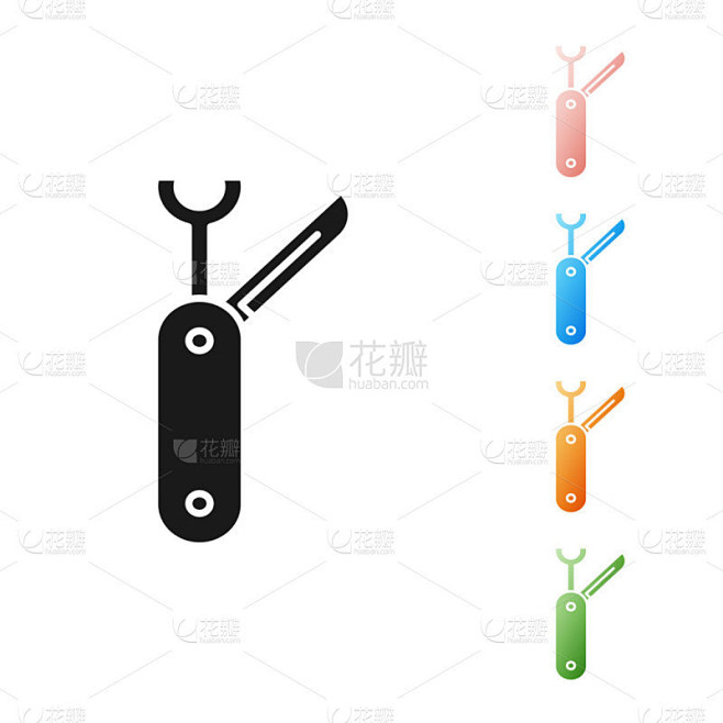 符号,多功能工具,小刀,矢量,绘画插图,图标,多色的,黑色,白色背景,布置