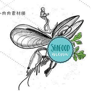 手绘线稿黑板粉笔餐饮海鲜咖啡店菜单谱价目...