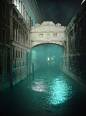 雾夜，叹息桥，威尼斯，意大利