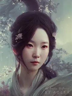 古代汉服女孩原画