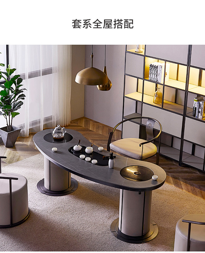 轻奢茶台茶桌一体客厅泡茶台餐桌茶桌两用网...