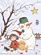 雪人
by：胖墩。#儿童插画 #简笔画#圣诞