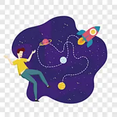 扁平风探索宇宙奥秘矢量元素卡通手绘PNG图片 来自PNG搜索网 pngss.com 免费免扣png素材下载！