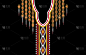 矢量装饰刺绣的衣服在本土风格。几何民族东方传统图案。花卉项链刺绣设计。