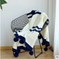 新北欧条纹针织球球毯现代家居样板房民宿沙发椅子床尾毯披毯盖毯-淘宝网