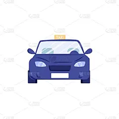 平面卡通出租车，交通运输和汽车产业矢量插画概念