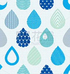 水,雨滴,青绿色,四方连续纹样,70多岁,纺织品,式样,华丽的,落下,复古