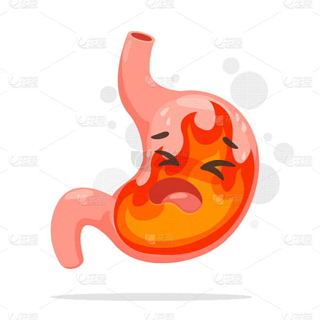 酸,胃,痛苦,卡通,可爱的,溃疡,健康保健,胃食管反流病,绘画插图,问题