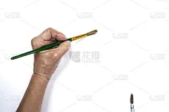 高级妇女用画笔在白色背景上孤立的手绘