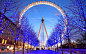 General 2100x1312 London London Eye blue ferris wheel christmas lights trees path