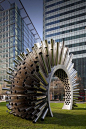 A Metal Sculpture That Plays The Breeze by artist Luke Jerram. 'Aeolus' is on display at the Canary Wharf in London until May 10th.