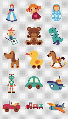 卡通儿童小孩子玩具PNG素材平面海报PS