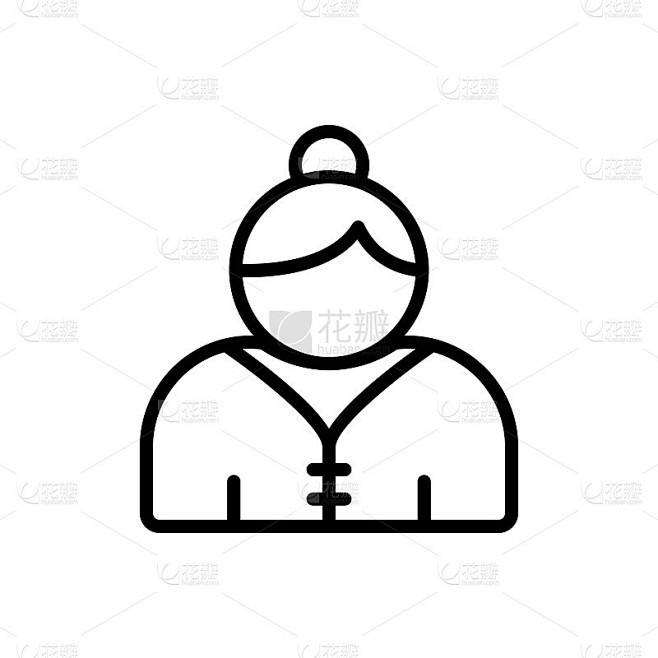 老妇人图标。简单的线条，轮廓向量元素的养老院图标用户界面和用户体验，网站或手机应用