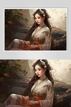 AI数字艺术新中式中国风美女人物插画-众图网