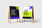 Poster Stand Board Mockups 5款极简海报A型广告牌地面立牌PSD样机_UIGUI-国外高品质设计素材共享网