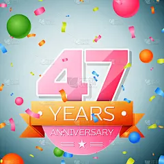 47周年庆典背景。周年丝带